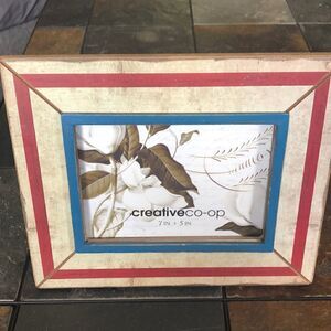 Creative Coop red white and blue wood 5 x7 picture frame